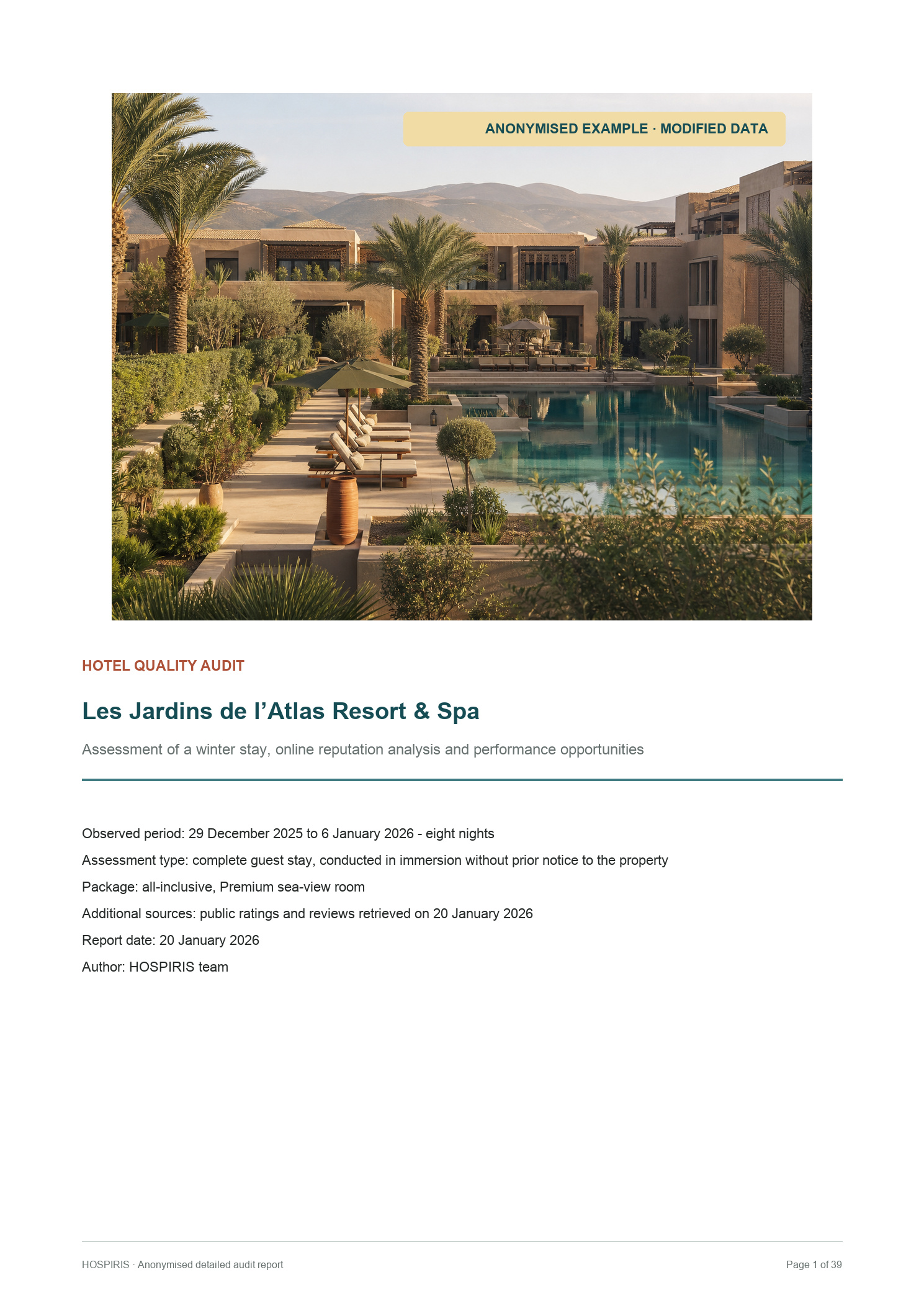 Cover — anonymised HOSPIRIS report